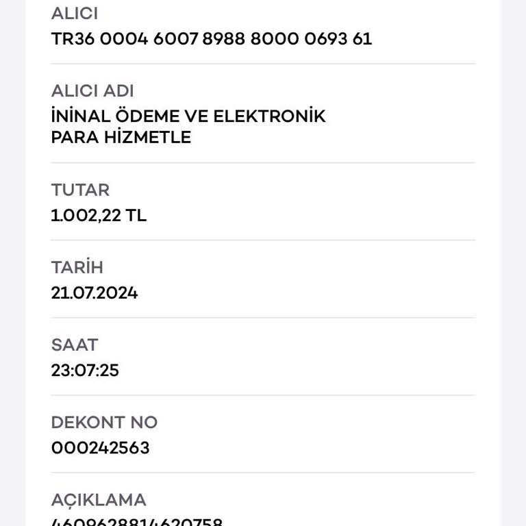 İninal Kart IBAN Para İade