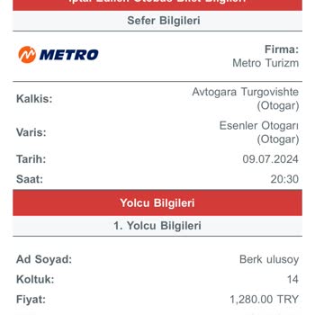 Metro Turizm Obilet Bilet İptali 13 Gün Geçmesine Rağmen İade Yapılmadı!