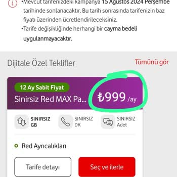 Vodafone SMS'de Farklı Fiyat Uygulamada Farklı Fiyat