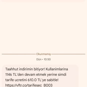 Vodafone SMS'de Farklı Fiyat Uygulamada Farklı Fiyat