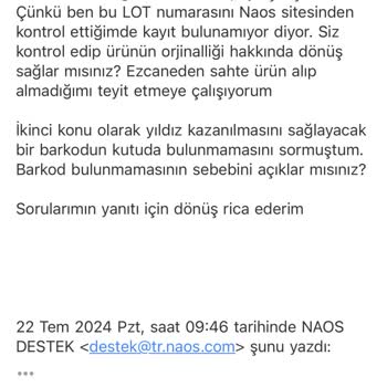 Naos Stars Bioderma Naos Destek Ürün Orijinalliği Teyidinin Yapılamaması