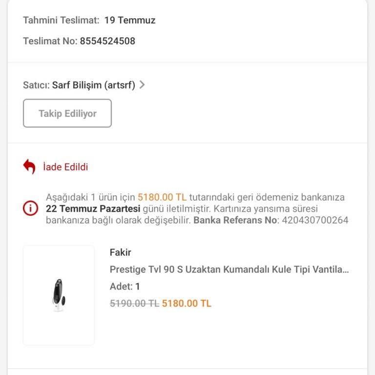 Trendyol Siparişimi İptal Etti.