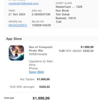 Sea Of Conquest Eksik Ürün Teslimatı Ve Müşteri Mağduriyeti