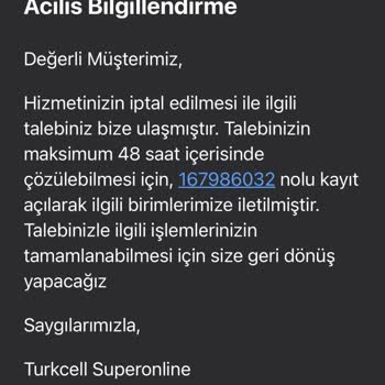 Superonline İptal İşlemine Dönüş Sağlamıyor