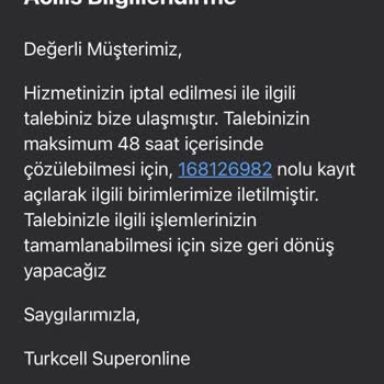 Superonline İptal İşlemine Dönüş Sağlamıyor