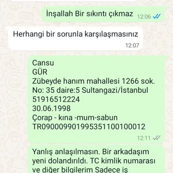 Evde Ekişi Paketleme Kişisel Bilgilerimin İzinsiz Kullanımı Hakkında Uyarı