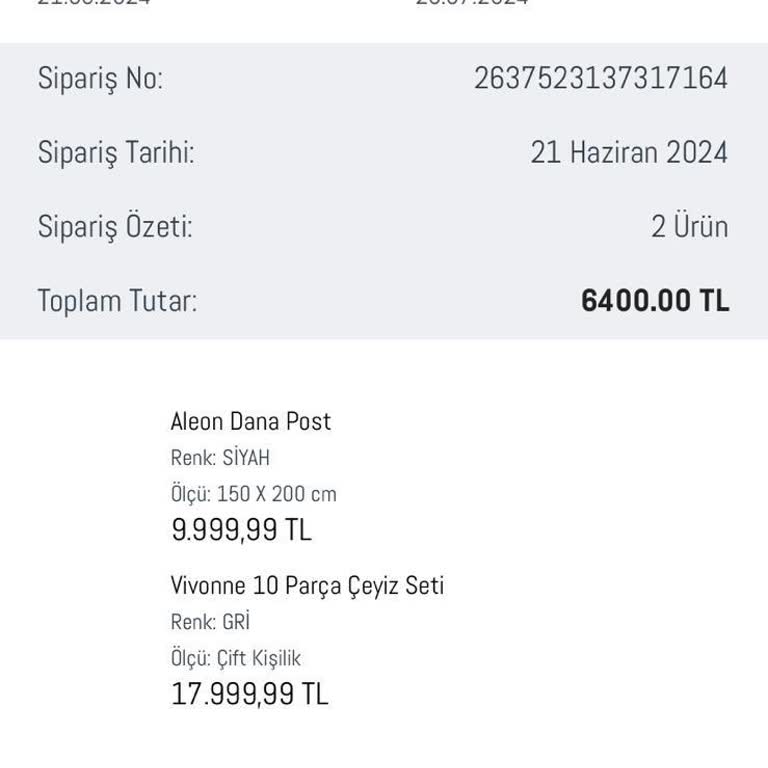 Madame Coco'dan Teslim Edilmeyen Ürün