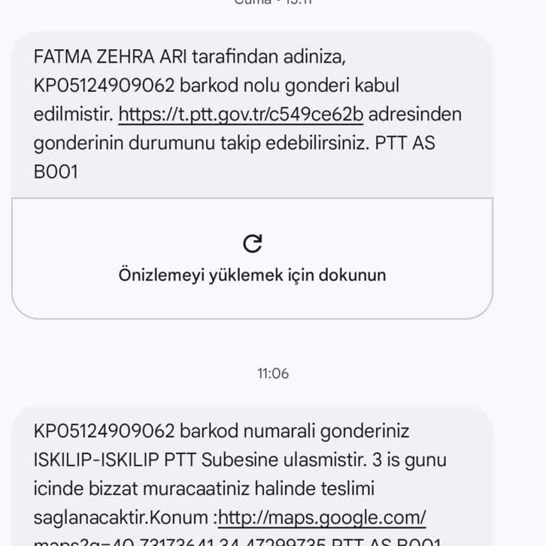 PTT Kargo PTT İskilip Kargoyu Dağıtıma Çıkarmadan Teslim Almam İçin SMS Yolladı