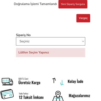 Çetinkaya Sipariş Teslimatı Ve İade Problemi