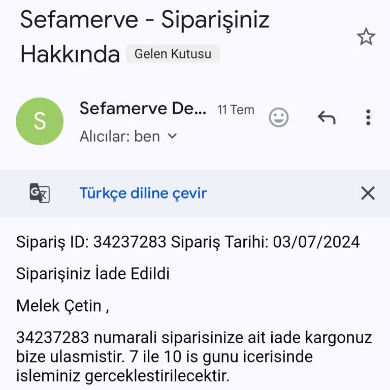 Sefamerve Geri Ödememi Yapmadı.