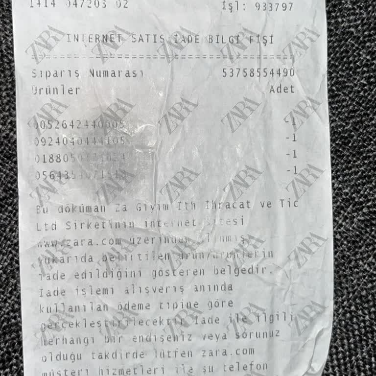 ! Zara Ücret İadesi Yapmıyor.!