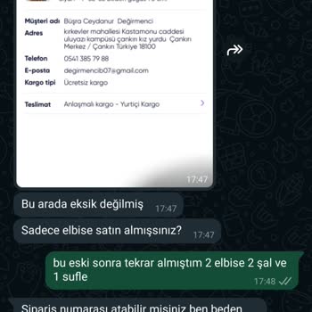 Sidelya Collection Eksik Ürün Gönderiyor