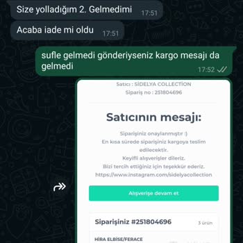 Sidelya Collection Eksik Ürün Gönderiyor