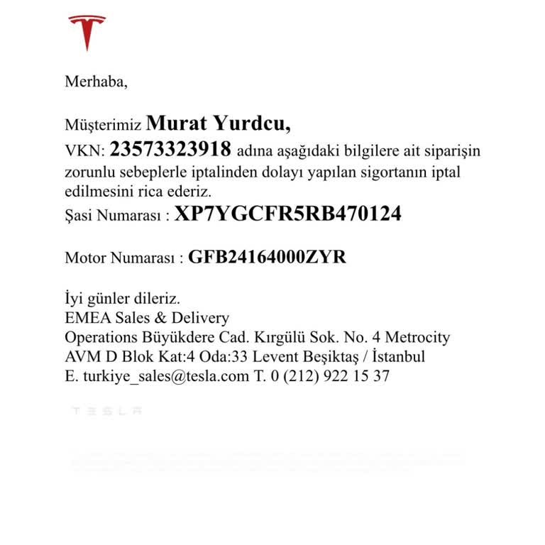 Tesla 50000 Liramı İade Etmiyor.