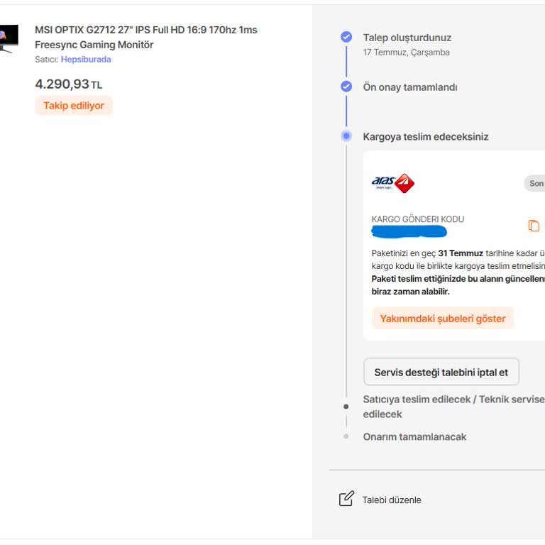 Hepsiburada ServisPoint Servis Raporu İle Değişim/iade Sorunu!