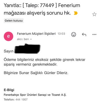 Fenerium.com Müşteri Hizmetleri İlgisizliği