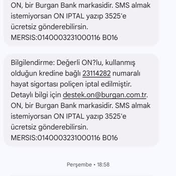 On Dijital Bankacılık On Mobil Sigorta İptal Yalanı