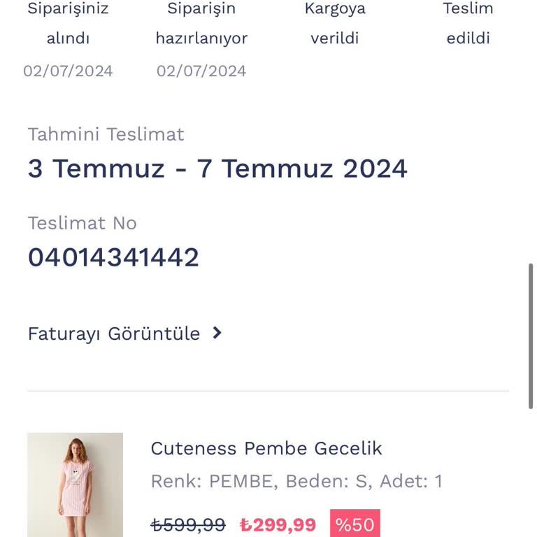 Penti Ürünüm Teslim Olmadı
