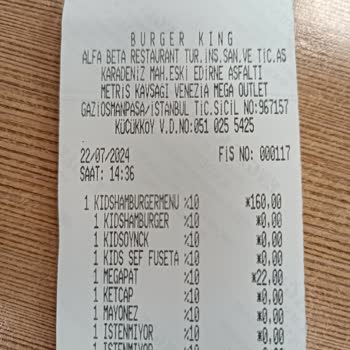 Burger King Oyuncak Ve İçecek Temini Yoksunluğu...