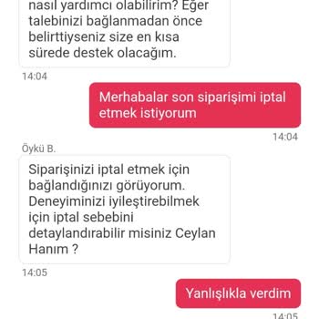 Yemeksepeti Müşteri Hizmetleri Tarafından Oyalanarak Sipariş İptal Edememe