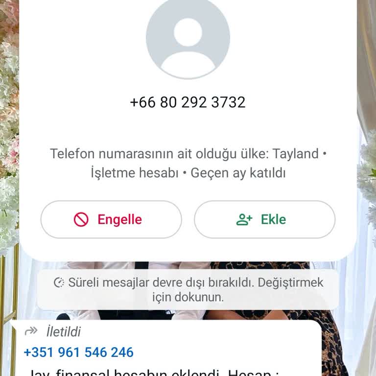 WhatsApp Sahte Ve Spam Numaradan Mesaj.