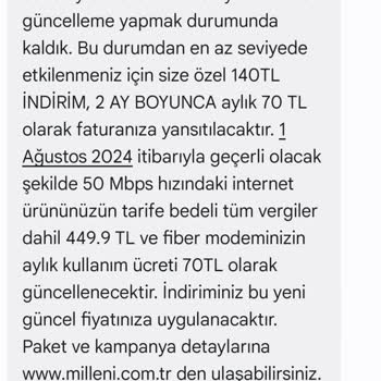 Millenicom Korkunç Fiyat Artışları