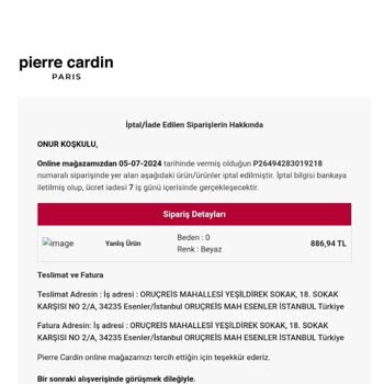 Pierre Karden Aydınlı Grup Defalarca Yanlış Gelen Ürün