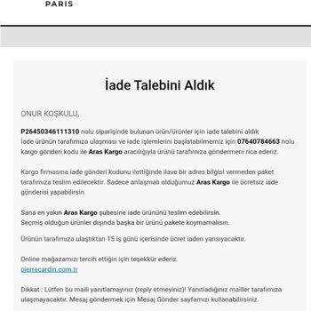 Pierre Karden Aydınlı Grup Defalarca Yanlış Gelen Ürün
