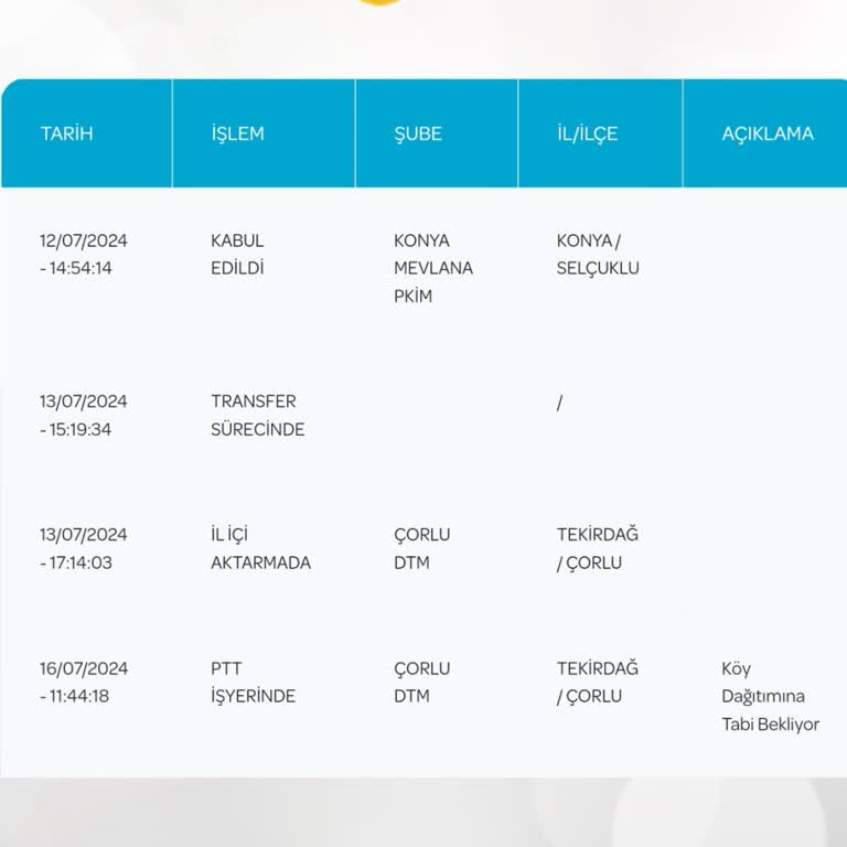 PTT Kargo Teslim Edilmeyen Kargo