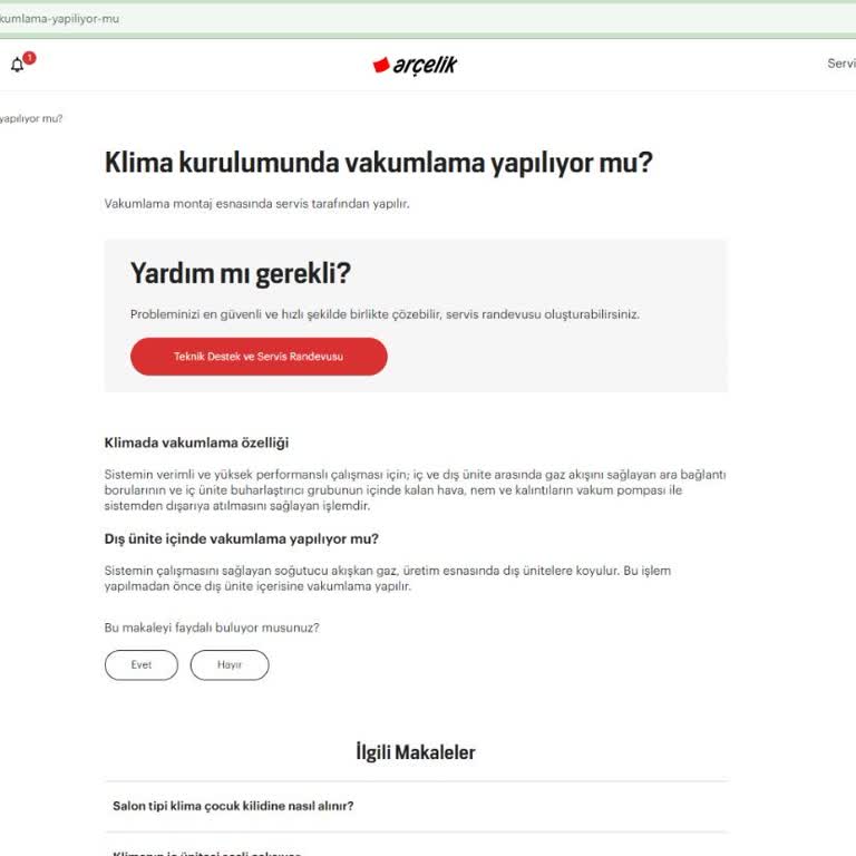 Arçelik 12325 A Ekolojik İnventer Klima Hatalı Vakumsuz Kurulum