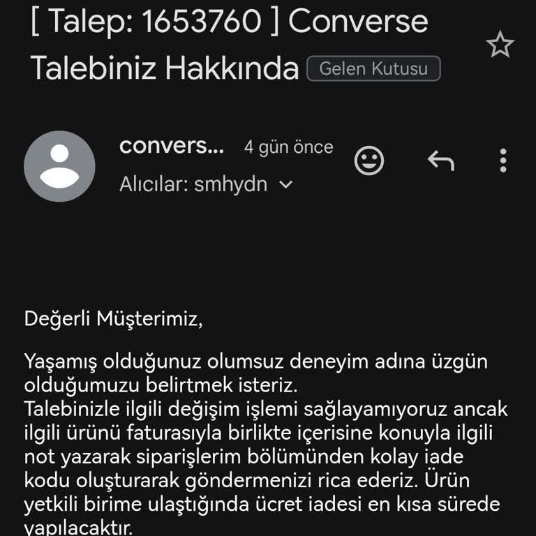 Converse.com.tr Online Alışveriş Mağduriyeti