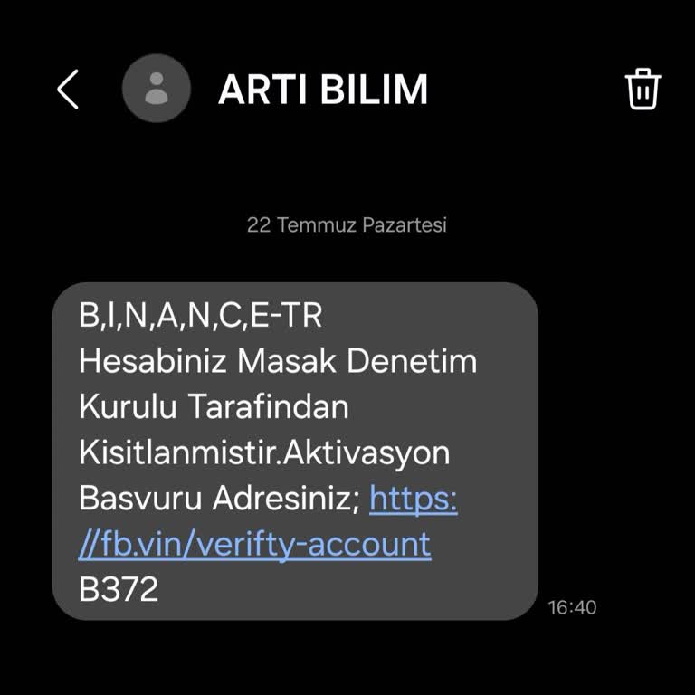 Binance Bilmediğim Bir Firmadan SMS Aldım