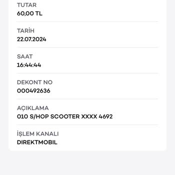 Hop Scooter Şikayetçiyim! İlk 10 Dakika Ücretsiz Dediniz 60 TL Para Kestiniz.