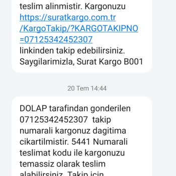 Sürat Kargo Dağıtımda Denilen Kargom Hala Teslim Edilmedi.