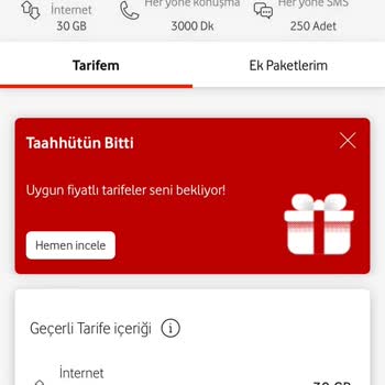 Vodafone Habersiz Fatura Güncellemesi