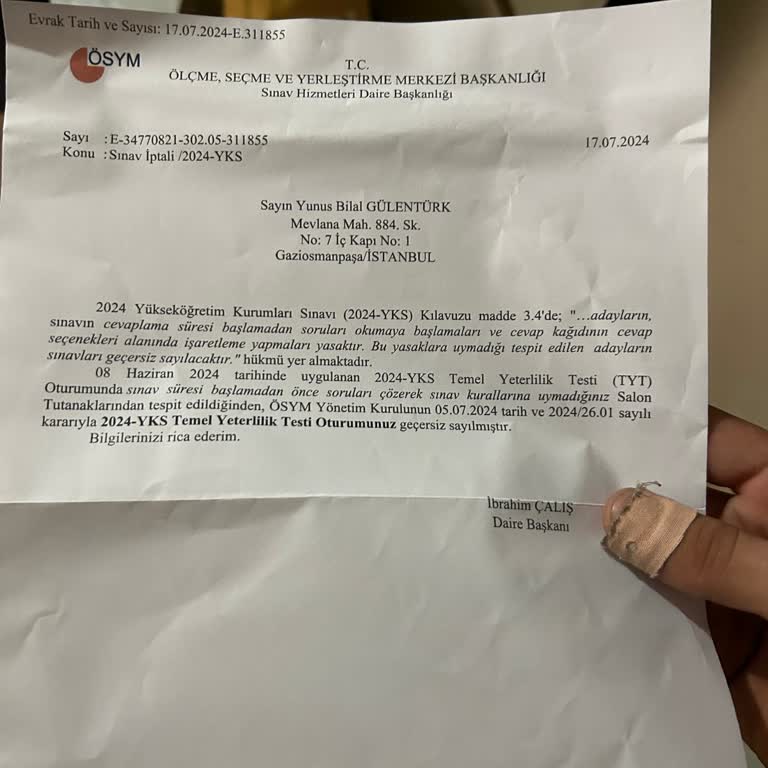 ÖSYM TYT Sınavım Benden Habersiz Geçersiz Sayıldı