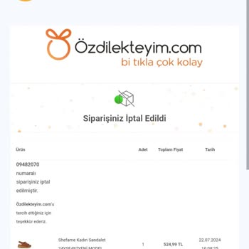 Özdilek AVM Ürünü Geç Hazırlayıp Sonra Elimizde Yok Diyerek Gönderimi İptal Etme