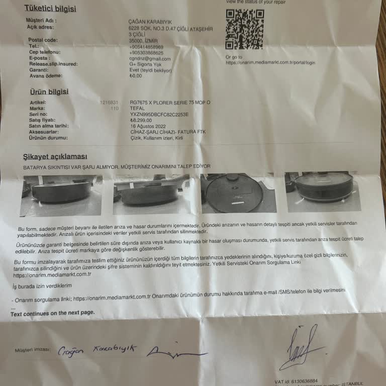 Tefal X Plorer 75 W11 Hatası- Garantili Cihaz