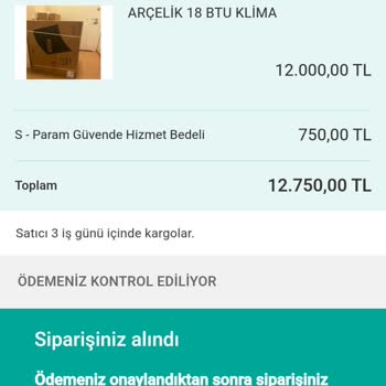 Sahibinden İnternet Üzerinden Klima Satın Alma Deneyimi