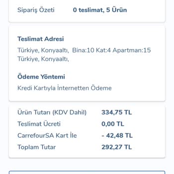 Carrefour SA Parası Alınıp Israrla Gönderilmeyen Sipariş