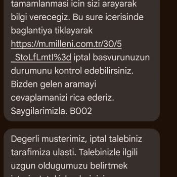Millenicom İptal Başvurumun Çözüme Kavuşturulmasını İstiyorum.