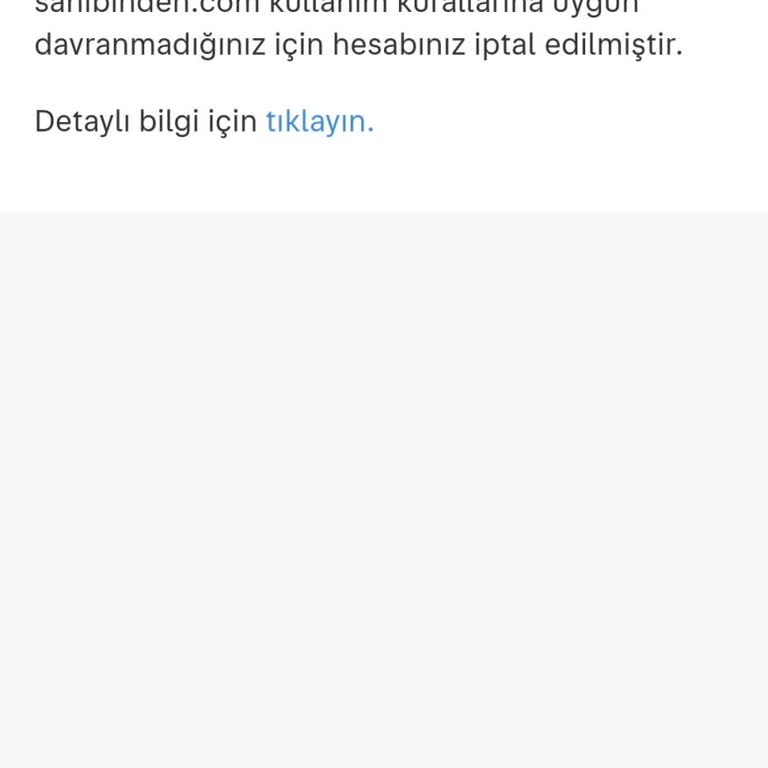 Sahibinden.com Hesabım Bilmediğim Bir Sebepten Dolayı İptal Edildi.