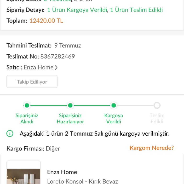 Enza Home Teslim Edilemeyen Kargo