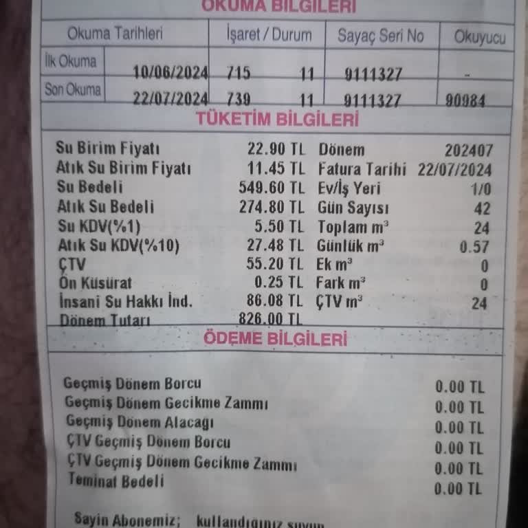 İBB - İstanbul Büyükşehir Belediyesi Su Faturasında Beklenmedik Artış Ve Hatalı Okuma Süresi