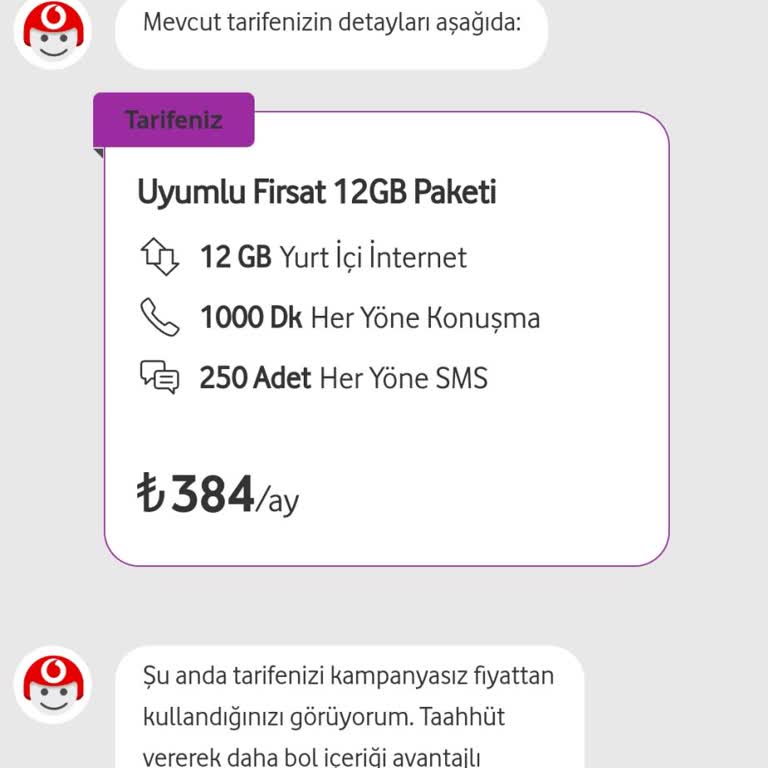 Vodafone Daha Uygun Bir Tarife İstiyorum