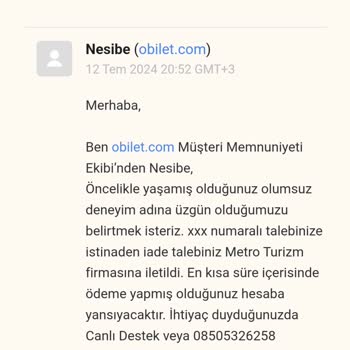 Yolcuyu Sokakta Bırakıp İadesini Yapmayan Metro Turizm