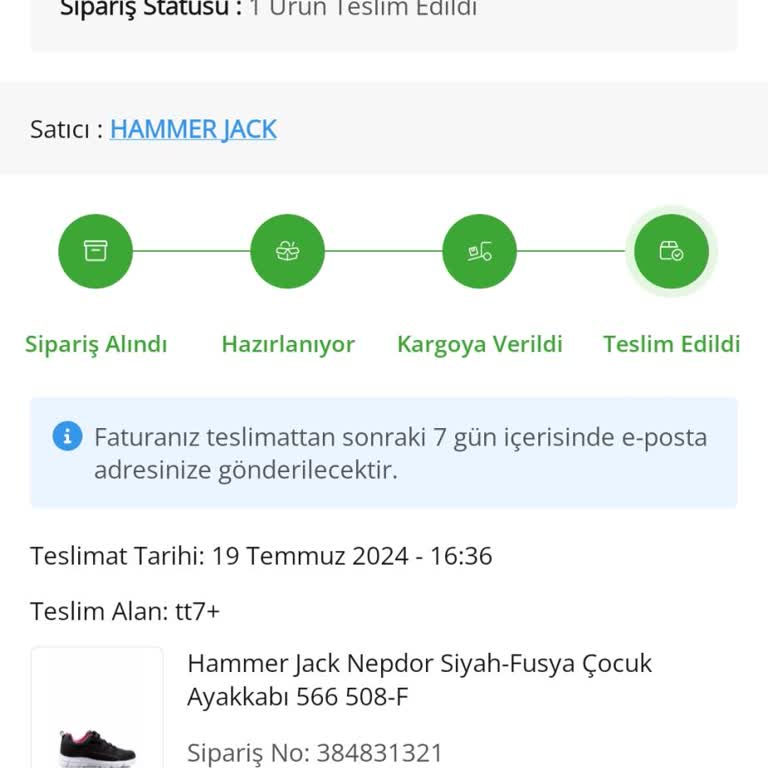 Hammer Jack Kargo Bana Ulaşmadı Veya Teslimat Yapılmadı.