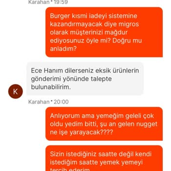 Burger King Ve Migros Yemek Eksik Ürün