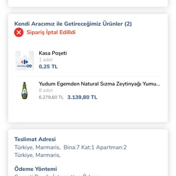 Carrefour SA Üçüncü Kez Sipariş İptali