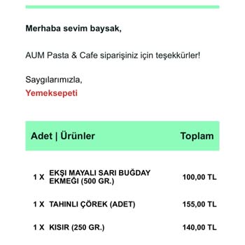 Yemek Sepeti Ve Aum Cafe